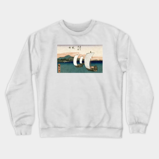 19th C. Japanese Ships on Lake Hamana Crewneck Sweatshirt by historicimage